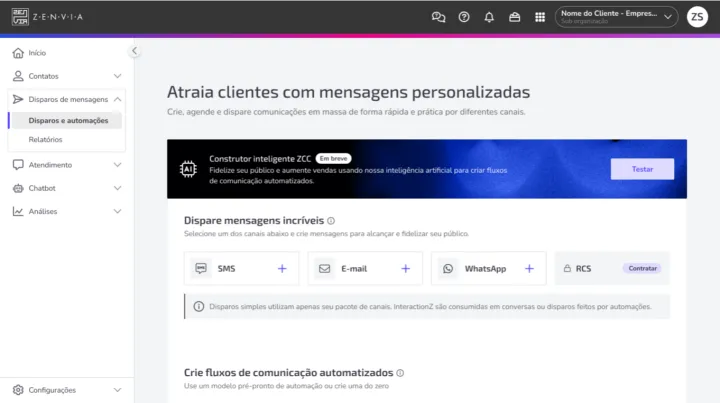 Captura Zenvia Customer Cloud