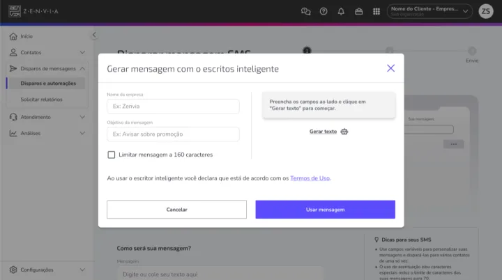 Captura Zenvia Customer Cloud