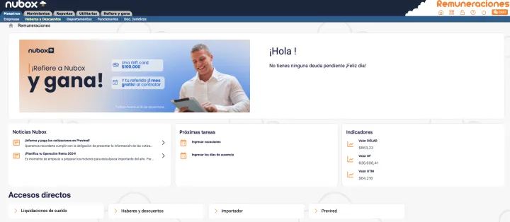 Captura Nubox Remuneraciones