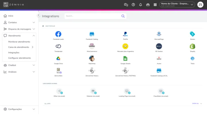 Captura Zenvia Customer Cloud