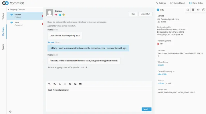 Captura Comm100 Live Chat