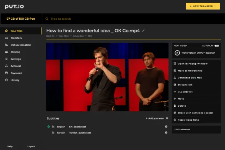 Captura Put.io Software