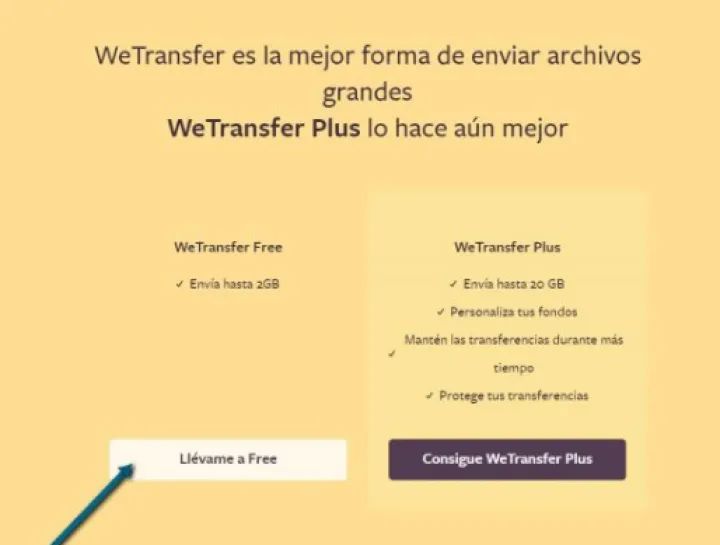 Captura WeTransfer Plataforma