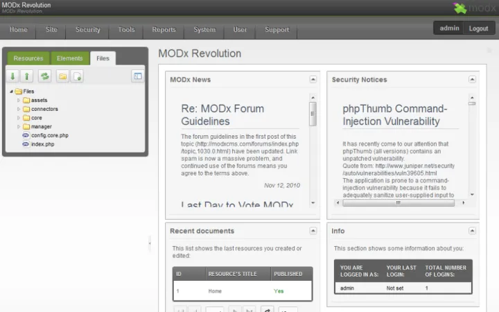 Captura MODX Contenido Web