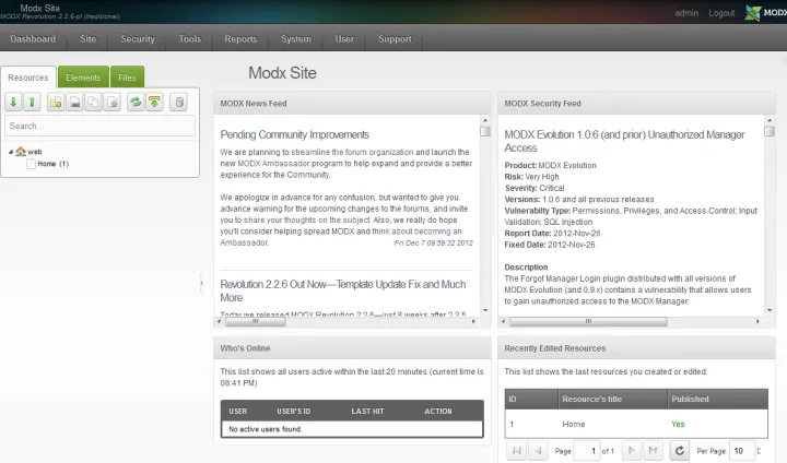 Captura MODX Contenido Web