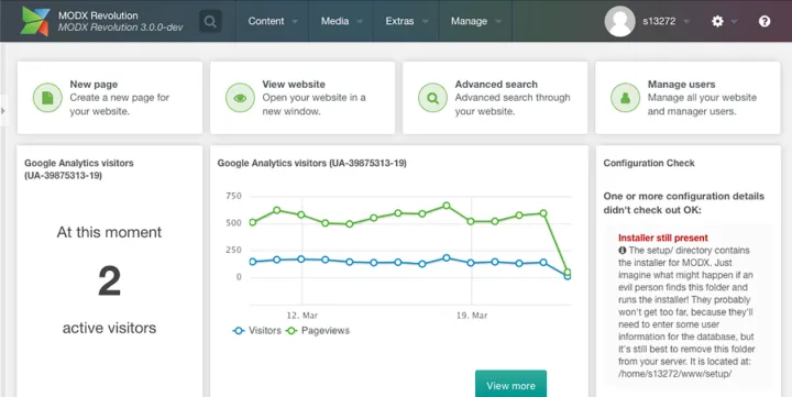 Captura MODX Contenido Web