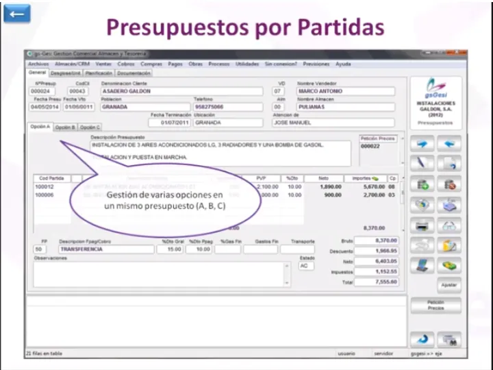 Captura Galdon ERP Construcción