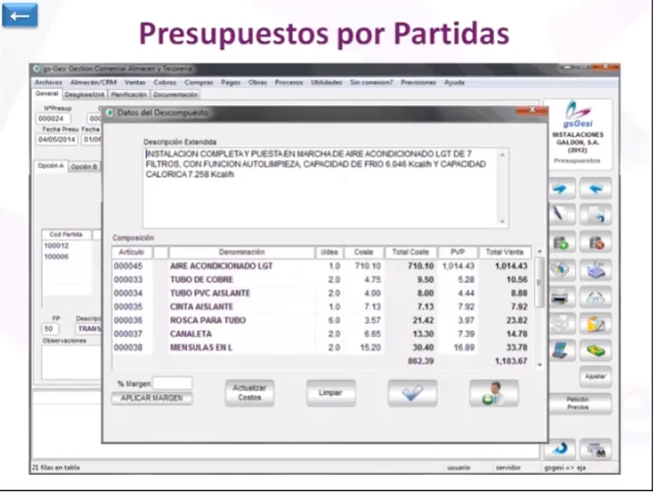 Captura Galdon ERP Construcción