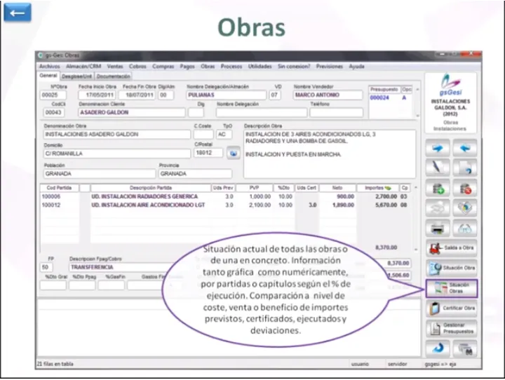 Captura Galdon ERP Construcción