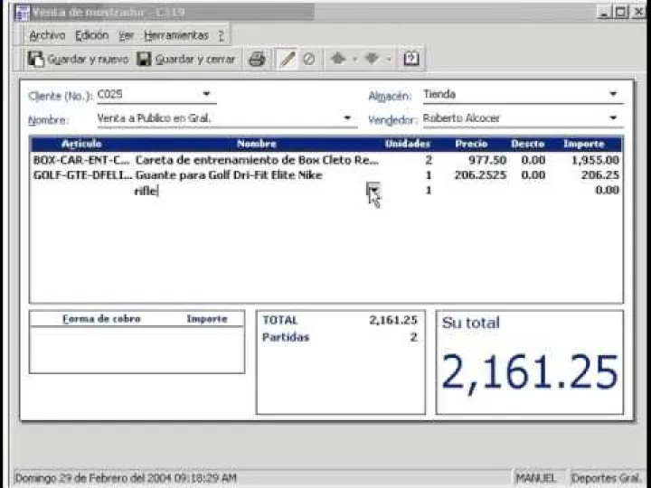 Captura Microsip Punto de Venta