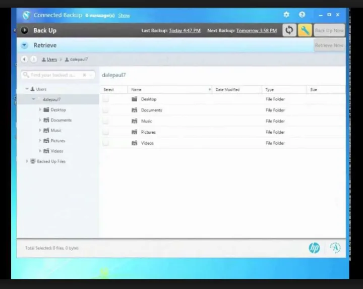 Captura HP Connected Backup