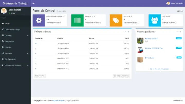 Captura Sistema web