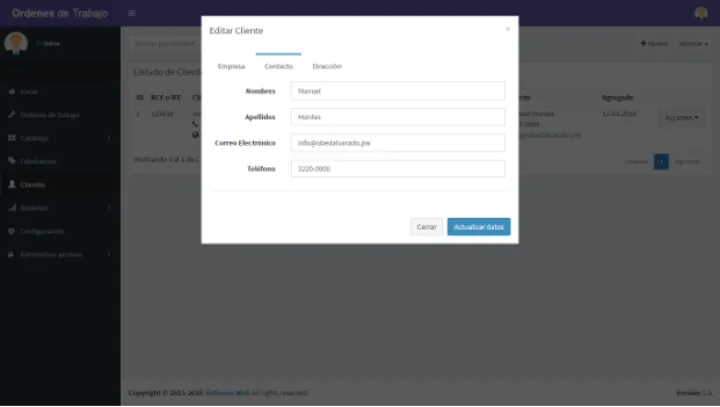 Captura Sistema web