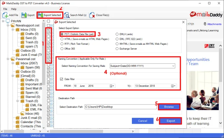 Captura MailsDaddy OST to PST Converter